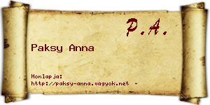 Paksy Anna névjegykártya