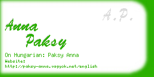 anna paksy business card